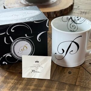 "ROSANNA ""INITIALLY YOURS"" MONOGRAM MUG – LETTER P – BLACK & WHITE” New